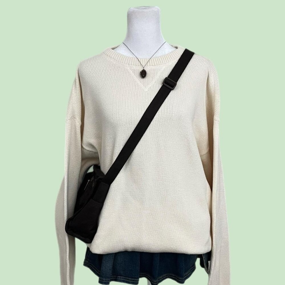 y2k cream preppy skater elevated basic cotton sweater